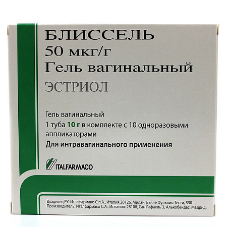 Блиссель гель вагинальный 50 мкг/г 10 г с аппликатором №10 Блиссель гель вагинальный 50 мкг/г 10 г с аппликатором №10