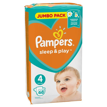 Подгузники Памперс (Pampers) Слип энд плэй (Sleep & Play) размер 4 (9-14 кг) №68