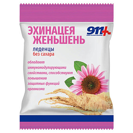 Леденцы 911 эхинацея женьшень с витамином С без сахара 50 г