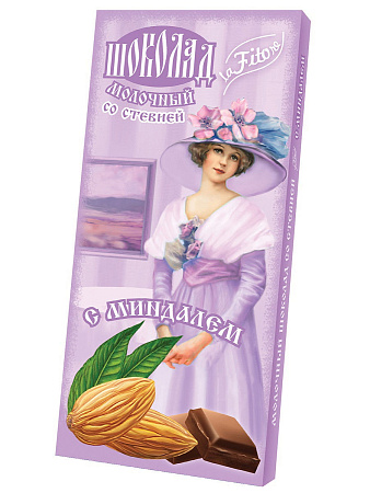 Шоколад Лафиторе (Lafitore) молочный со стевией на изомальте мальтитоле с миндалем 100 г