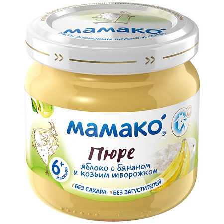 Пюре Мамако Яблоко и банан с козьим творожком 120 г