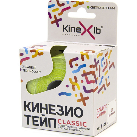Бинт адгезивный (Кинезио-тейп) Кинексиб Классик (Kinexib Classic) светло-зеленый 5 см x 5 м
